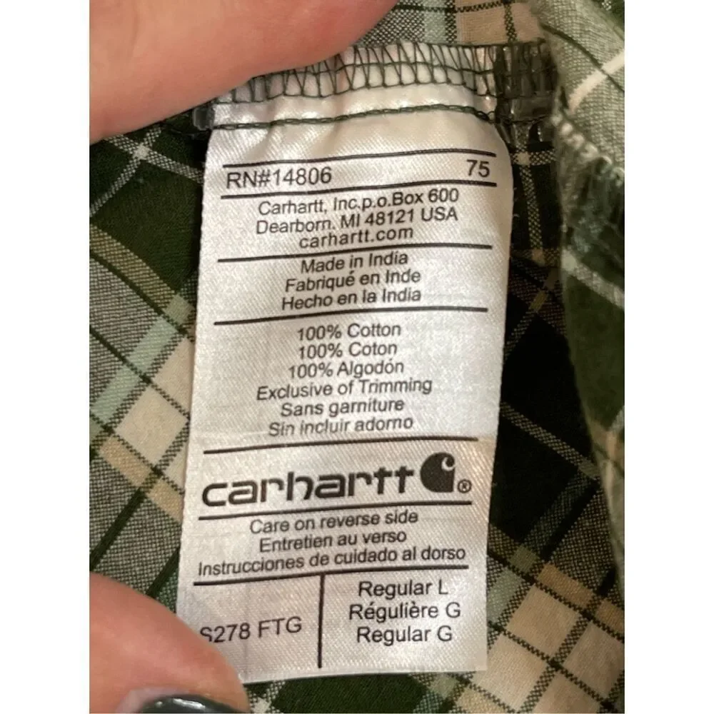 Carhartt mens shirt sleeve button down plaid shirt large
